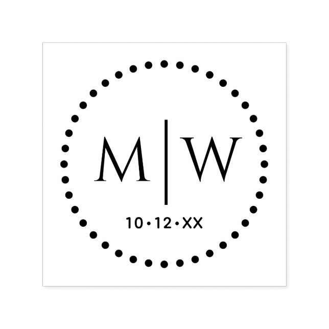 Carimbo Auto Entintado Pontos Pontuados Arredondar Quadro Dois Casamento  (Design)