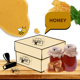 Carimbo Auto Entintado Pote de Mel Abelha Mel Colmeia Apiário