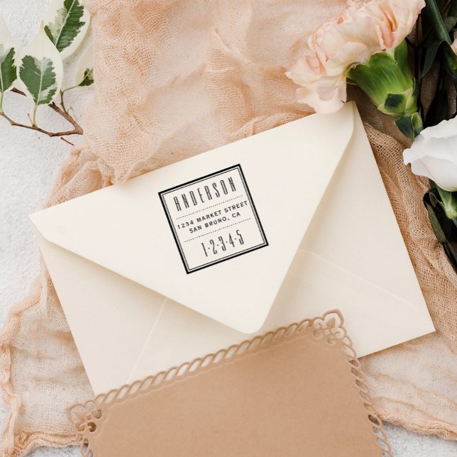 Carimbo Auto Entintado Praça Azul | Art Deco Return Address (Criador carregado)