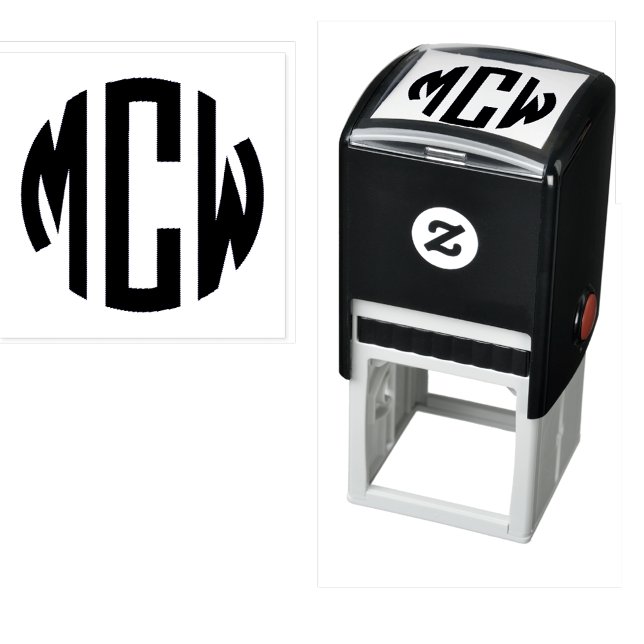 Carimbo Auto Entintado Pré-Disquete 3 Monograma do Círculo Inicial Com Mo (Criador carregado)