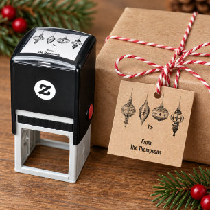Carimbo Auto Entintado Presente de Ornamento de Natal Retro Personalizado