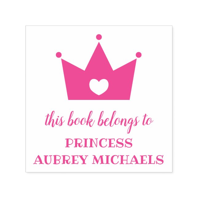 Carimbo Auto Entintado Princesa Coroa - Este Livro Pertence A (Design)
