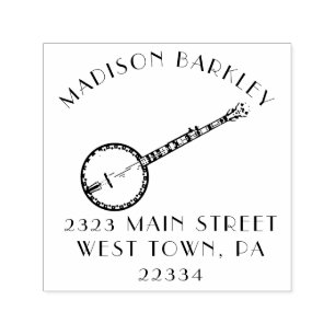 Carimbo Auto Entintado Professor de Música Banjo Musical