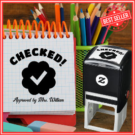 Carimbo Auto Entintado Professor de Tick Verificado de Trabalho