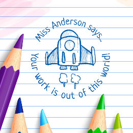 Carimbo Auto Entintado Professor Diz Foguete Personalizado Fora deste Mun