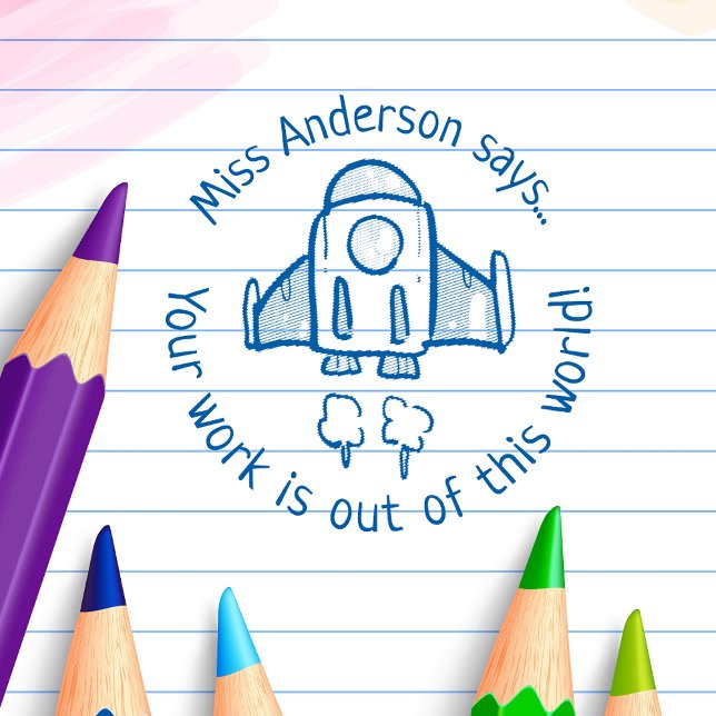 Carimbo Auto Entintado Professor diz fora deste foguete personalizado mun (Criador carregado)