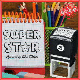 Carimbo Auto Entintado Professora Bonita Estrela Elogia Encorajadora Form