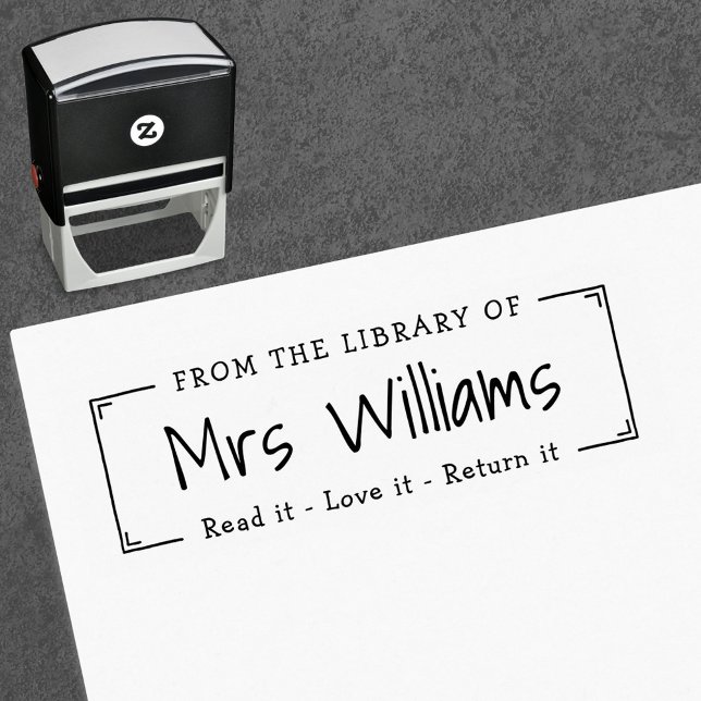 Carimbo Auto Entintado Professora da biblioteca de livraria (Teacher from the library of bookplate self-inking stamp)