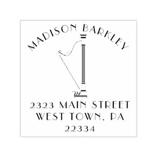 Carimbo Auto Entintado Professora de Música Musical Harp