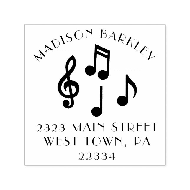 Carimbo Auto Entintado Professora de Música Nota Musical (Design)