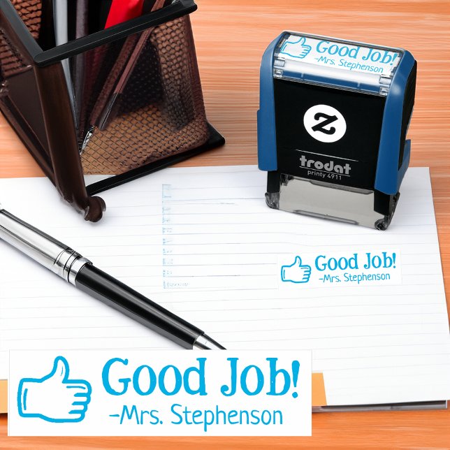 Carimbo Auto Entintado Professora Personalizada O Bom Trabalho É Recompen (good job teacher award reward stamp)