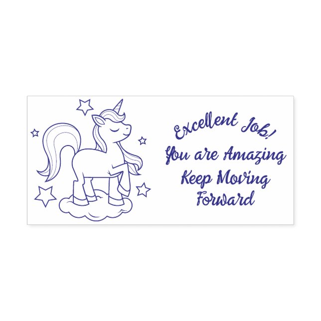 Carimbo Auto Entintado Professora Unicórnio Bom Trabalho, Bem Feitas Garo (Design)