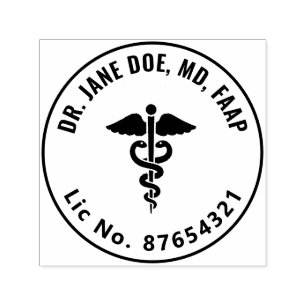 Carimbo Auto Entintado Profissional de Saúde Médico Caduceu
