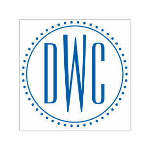 Carimbo Auto Entintado Quadro Redondo Simples 3 Letra Inicial Monograma #