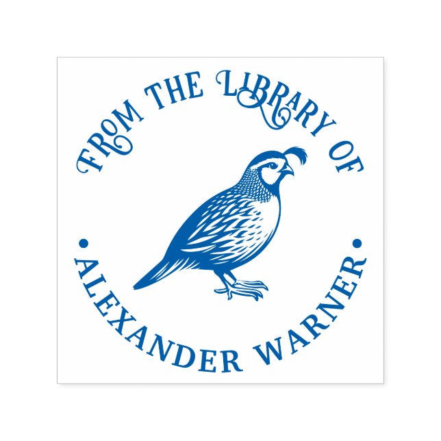 Carimbo Auto Entintado Quail Bird Standing “From the Library of” Book #P (Design)