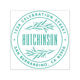 Carimbo Auto Entintado Ramificações desenhadas à mão clássicas Endereço d