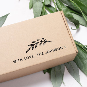 Carimbo Auto Entintado Ramo de Folhas Gráficas com Nome da Família e Com 