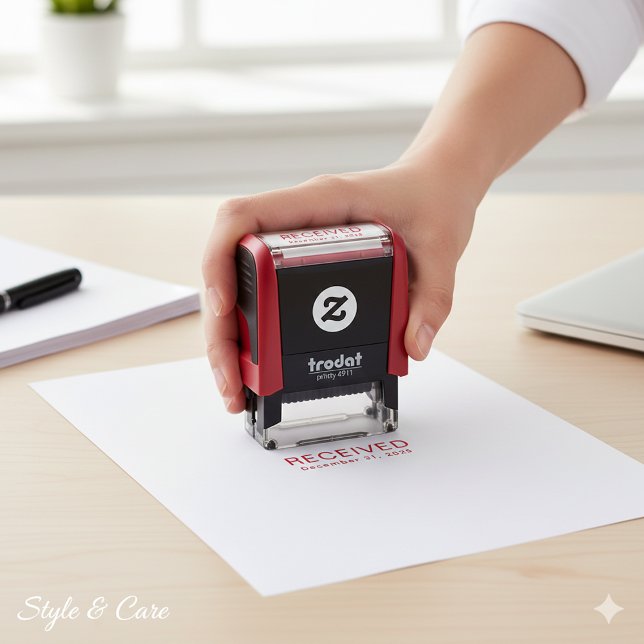 Carimbo Auto Entintado Recebido no Escritório Com Data Personalizada (Office Ready Received With Date Custom Self-inking Stamp)