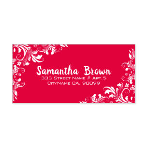 Carimbo Auto Entintado Red Floral Swirls