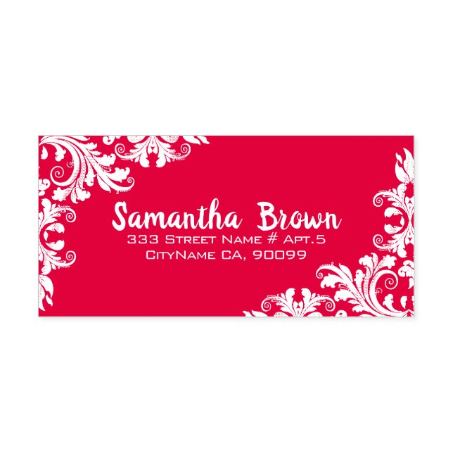 Carimbo Auto Entintado Red Floral Swirls (Design)
