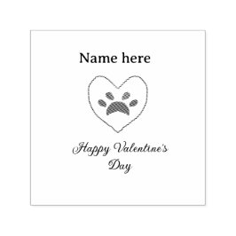 Carimbo Auto Entintado Red heart dog cat paw happy Valentine's day name 