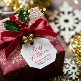 Carimbo Auto Entintado Red Romantic Merry Christmas Script Return Address