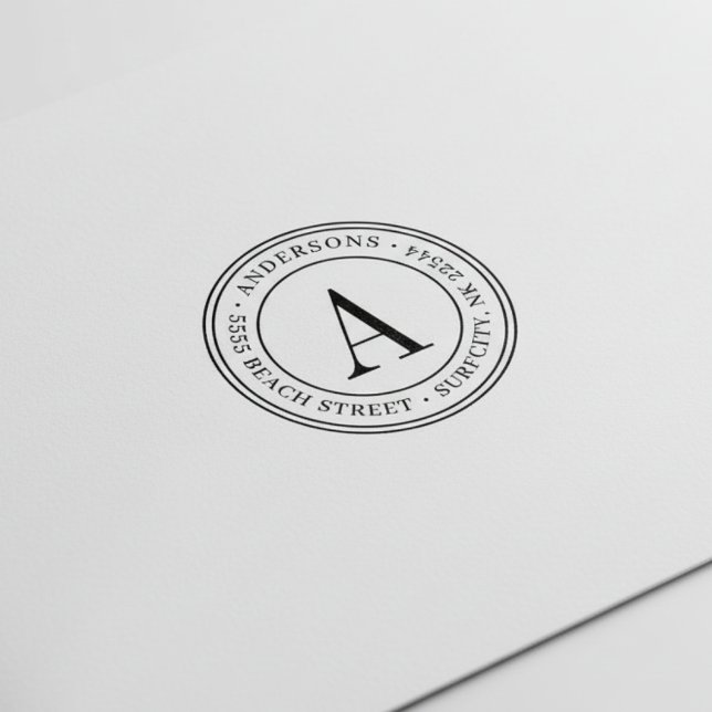 Carimbo Auto Entintado (REDIMENSIONADO) Monograma Elegante Endereço de de (Criador carregado)