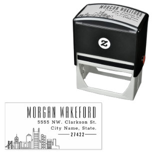 Carimbo Auto Entintado Residente de Pittsburgh Linha do Skyline Moderna