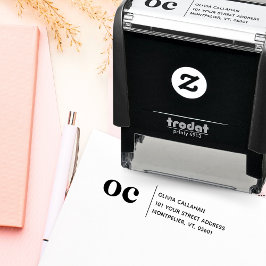 Carimbo Auto Entintado Retornar Endereço Iniciais de Monograma Minimalist