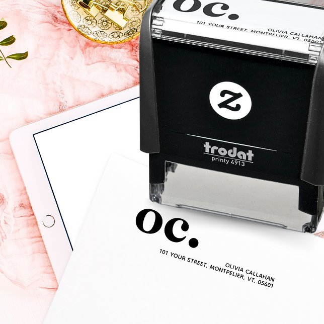 Carimbo Auto Entintado Retornar Endereço Iniciais de Monograma Minimalist (Criador carregado)