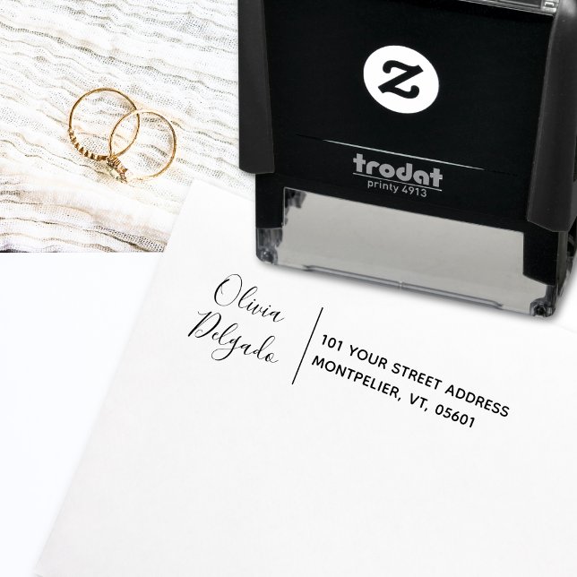 Carimbo Auto Entintado Retornar Endereço Nome de Script de Chic Moderno M (Criador carregado)