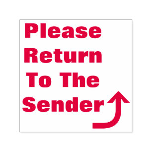 Carimbo Auto Entintado "Retorne por favor ao remetente" & a seta curvada