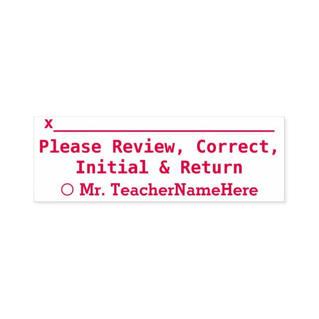 Carimbo Auto Entintado "Revise, Corrija, Inicial e Retorno" (Design)