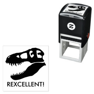 Carimbo Auto Entintado Rexcellent! Crânio do dinossauro de T-rex