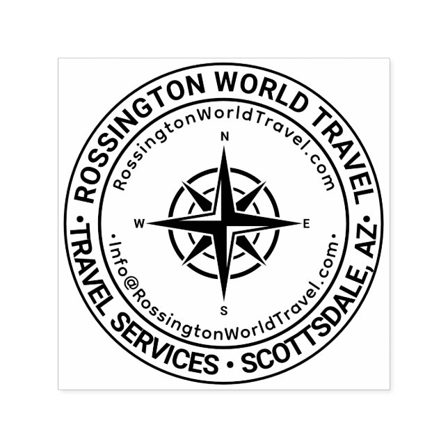 Carimbo Auto Entintado Rosa dos Ventos Nome do Negócio Localização URL E- (Design)