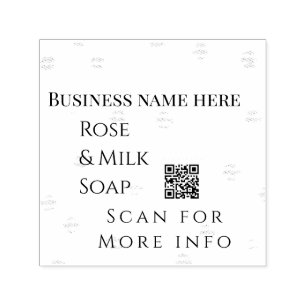 Carimbo Auto Entintado Rosa milk handmade soap business código QR add det