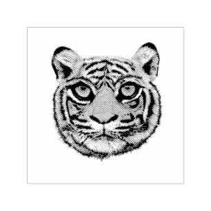 Carimbo Auto Entintado Rosto de jovem tigre selvagem