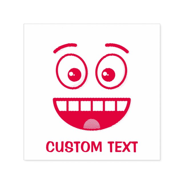 Carimbo Auto Entintado Rosto sorridente com boca aberta (Design)