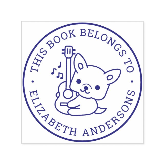 Carimbo Auto Entintado Rótulo de Livro de Nomes Personalizados de Guitarr (Design)