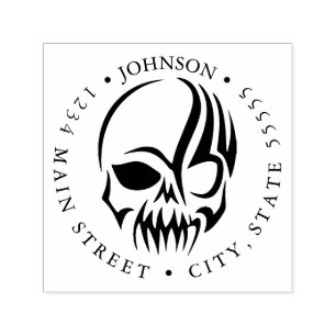 Carimbo Auto Entintado Rótulo de Retorno do Crânio Humano e da Tatuagem T