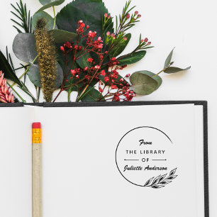 Carimbo Auto Entintado Round Elegant Deixa Livros Personalizados de Bibli