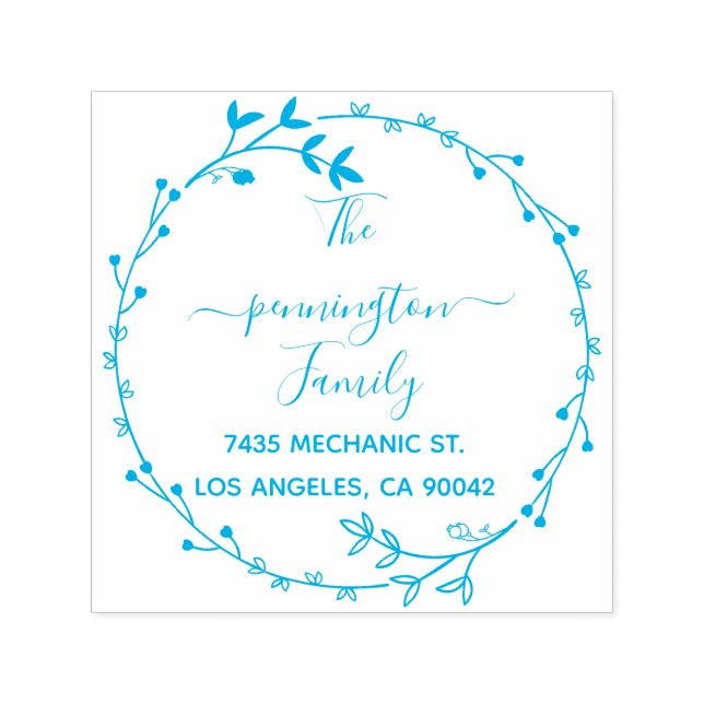 Carimbo Auto Entintado Rustic Circle Flowers Endereço de Devolução Manusc (Design)