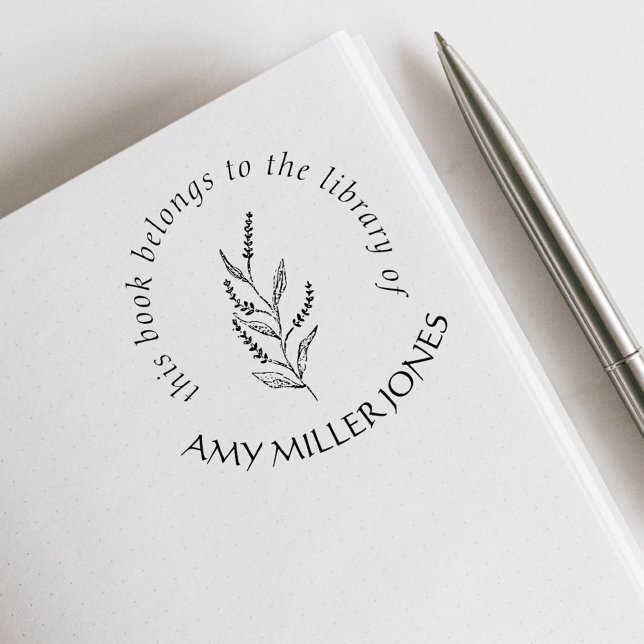 Carimbo Auto Entintado Rustic Elegant Floral Do Livro Da Biblioteca (Criador carregado)