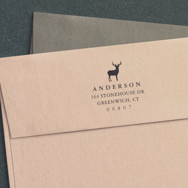 Carimbo Auto Entintado Rustic Winter Reindeer Endereço de Devolução (Criador carregado)