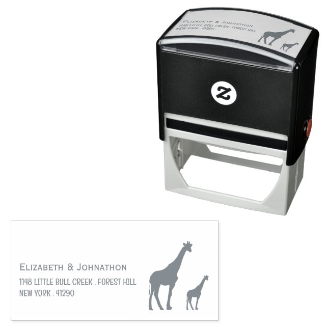 Carimbo Auto Entintado Safari Giraffe Return Address (In Situ)