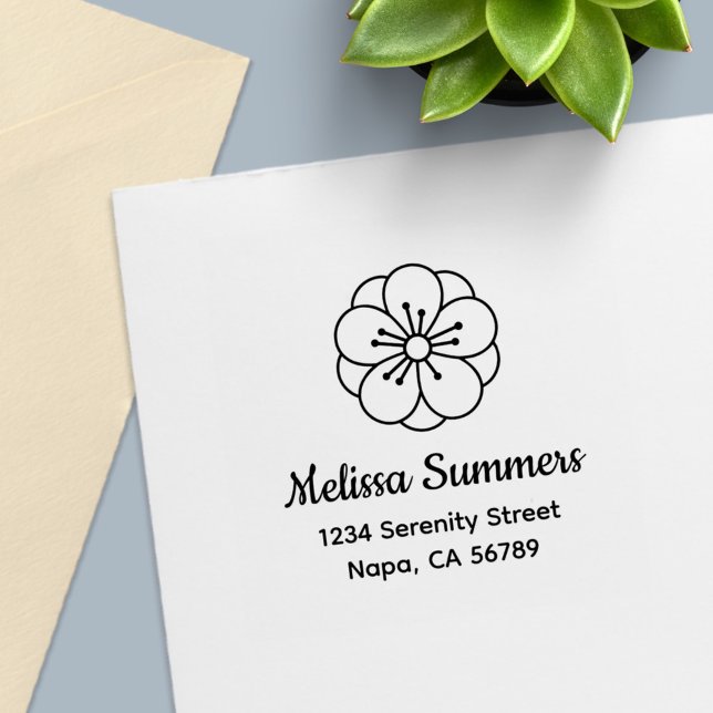 Carimbo Auto Entintado Sakura Cherry Blossom Flower Address (Criador carregado)