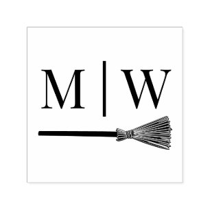 Carimbo Auto Entintado Saltar a Vassoura Casal B Casamento 2 Monograma In