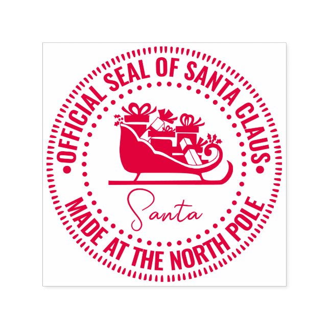 Carimbo Auto Entintado Santa Claus Sleigh “Official Seal” Made North Pole (Design)