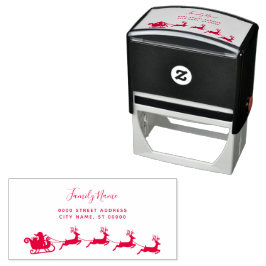 Carimbo Auto Entintado Santa Sleigh Return Address Self-inking Stamp