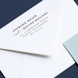 Carimbo Auto Entintado Script Chic Dois Sobrenomes Endereço de Retorno El